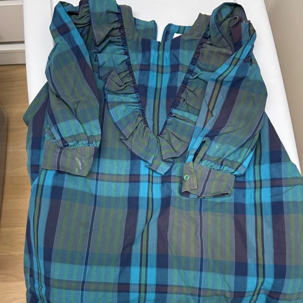 Morley Blue and Green Plaid Kids Dress